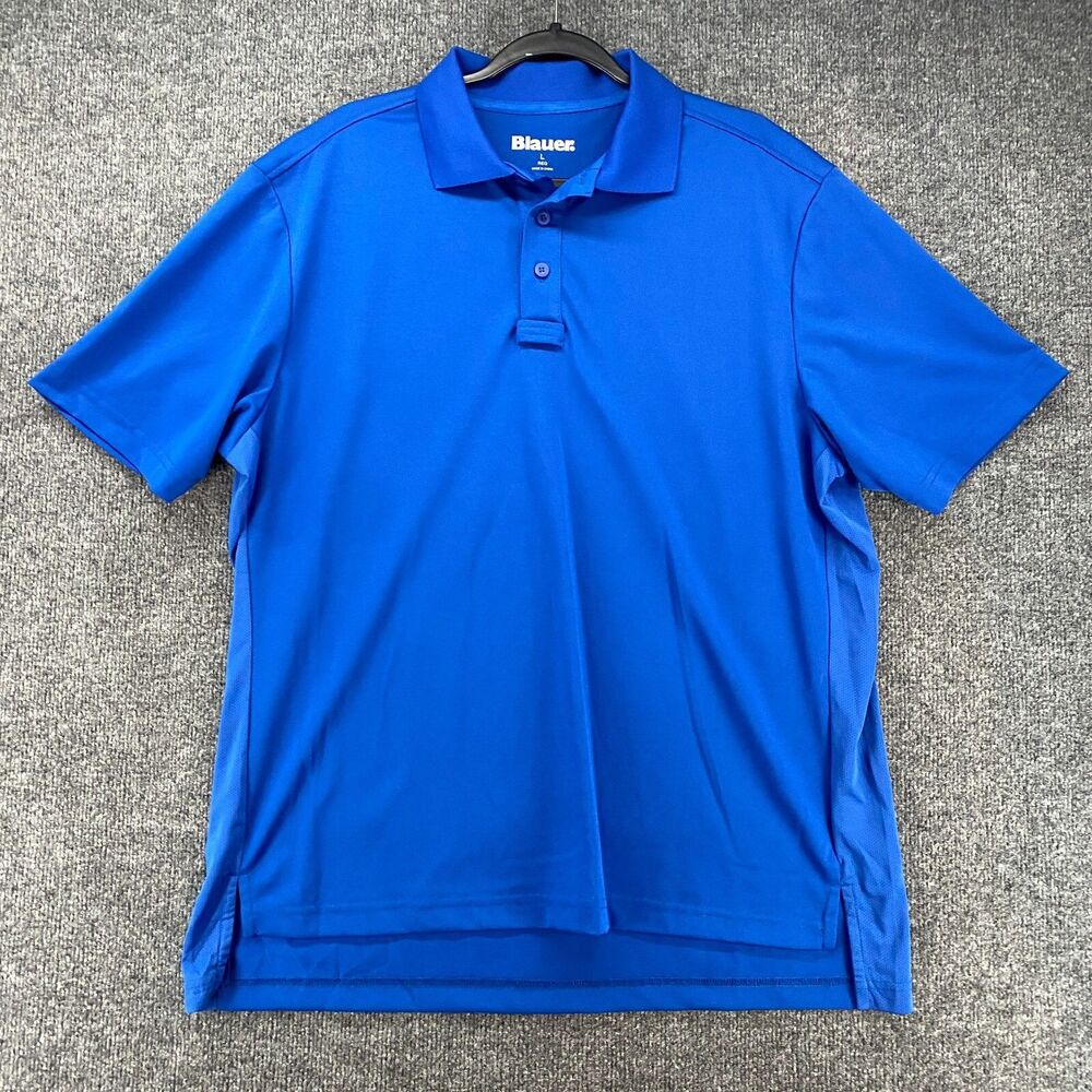 Blauer Polo Shirt Mens L Royal Short Sleeve Performance Career‎ Workwear Uniform